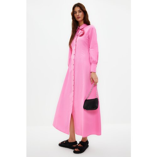 Trendyol Pink Floral Detailed Woven Shirt Dress Slike