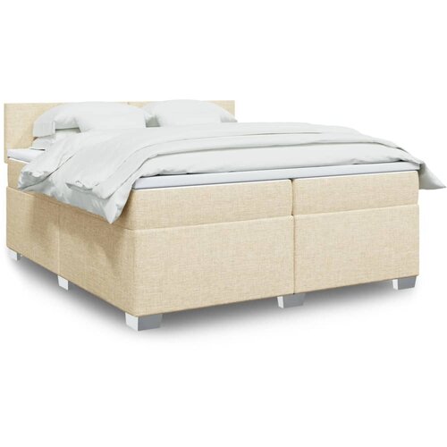 vidaXL Krevet s oprugama i madracem krem 200 x 200 cm od tkanine Cijene