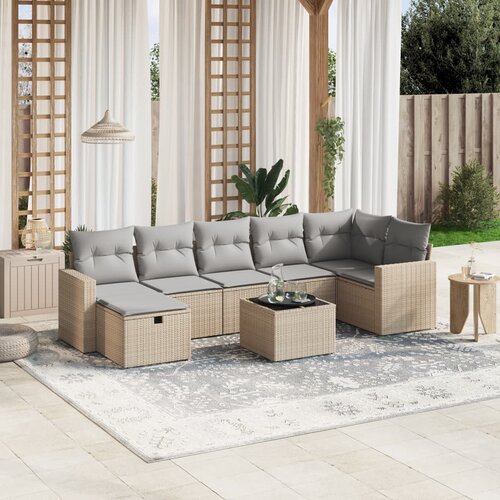 vidaXL 8-dijelni set vrtnih sofa s jastucima bež od poliratana Cene