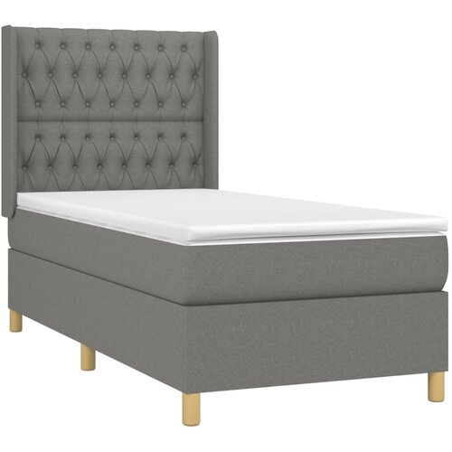  Krevet box spring s madracem LED tamnosivi 100x200 cm tkanina Slike