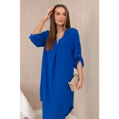 Kesi Dress with a neckline of cornflower blue