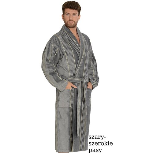 De Lafense Men's bathrobe 803 M-2XL grey - wide belts 090 Slike