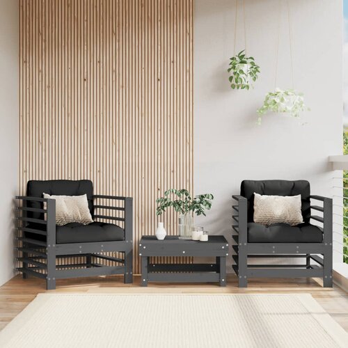  The Living Store Vrtni stoli 2 kosa siva trdna borovina - Vrtni Stol, (21443938) Slike