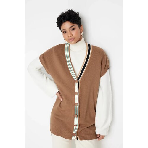 Trendyol Modest Ženski prsluk Tctaw22Uv0002, Smeđi Slike