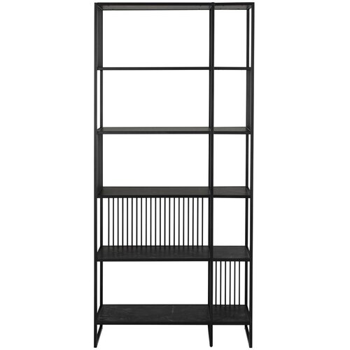 Actona Črn regal v kamnitem dekorju 85x185 cm Strington &amp;ndash; Slike