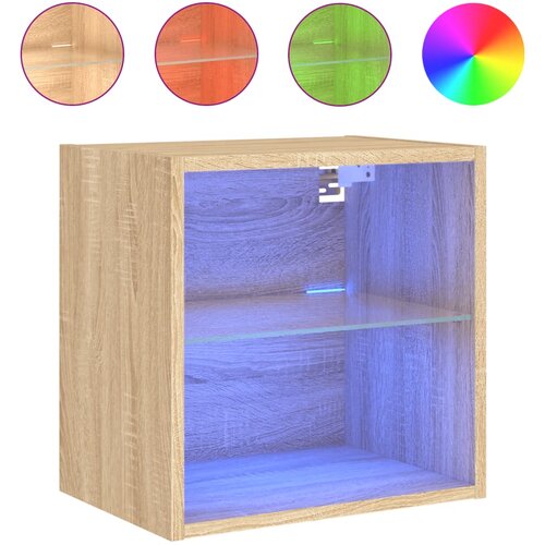 Maison Chic Nočna omarica - Nočna miza z LED lučkami stenska sonoma hrast, (21689261) Cene