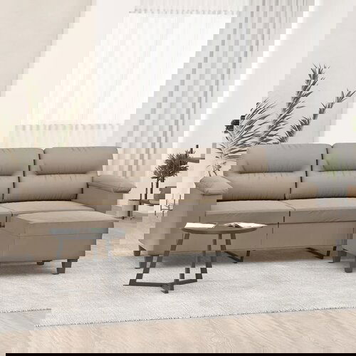 VidaXL Trosed s stolčkom za noge taupe 180 cm blago iz mikrovlaken Slike