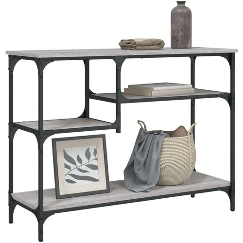  Konzolni stol s policama siva boja hrasta 100 x 35 x 75 cm Slike