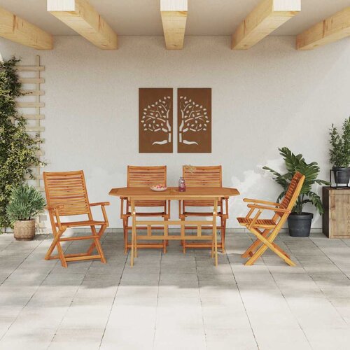  Vrtni set za objed 5 kom. Smeđa Čvrsto drvo akacije 135 x 85 x 75 cm Slike