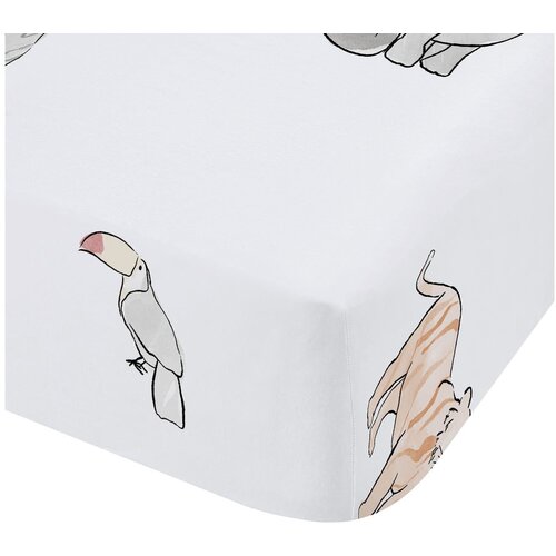 Bianca Bijela pamučna dječja plahta s gumom za dječji krevetić 70x140 cm Zoo Animals &amp;ndash; Slike