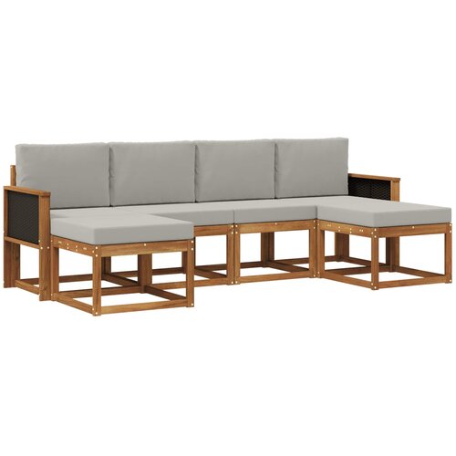 vidaXL Zunanja garnitura za sedenje 6 pcs Naravna in svetlo siva, (5000281930) Cene