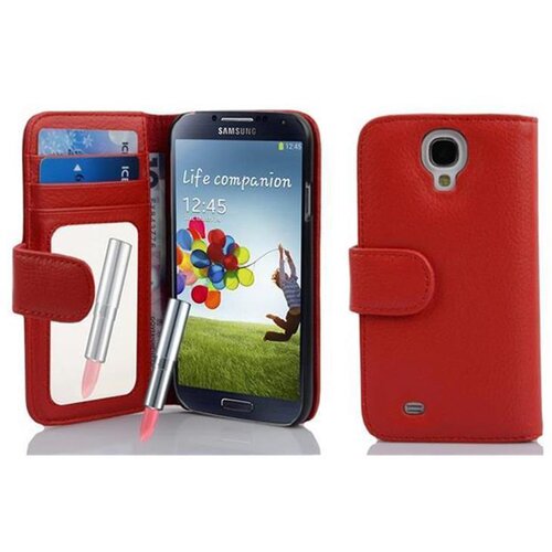 Cadorabo Ohi&scaron;je, združljivo z Samsung Galaxy S4 v cayenne - rdeča - Za&scaron;čitni ovitek z ogledalom in režo za kartice, (20550514) Cene