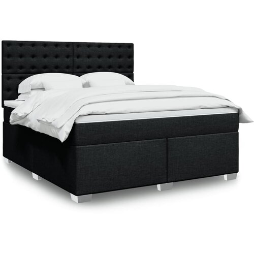 VidaXL Krevet s oprugama i madracem crni 180x200 cm od tkanine Slike