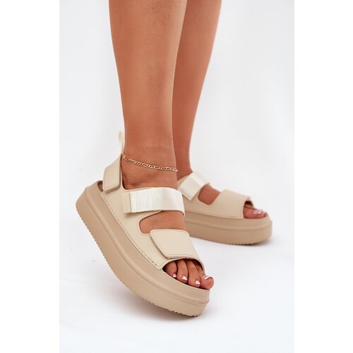 Boto Women's Platform Sandals With Velcro Beige Nitepira Cene