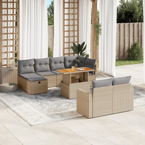 vidaXL 11-dijelni set vrtnih sofa od poliratana s jastucima bež Cijene