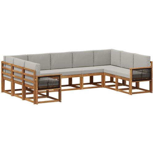 vidaXL Zunanja garnitura za sedenje 9 pcs Naravna in svetlo siva, (5000280986) Cene