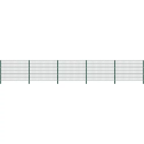  ograjni paneli s stebrički železo 8,5x1,2 m zeleni