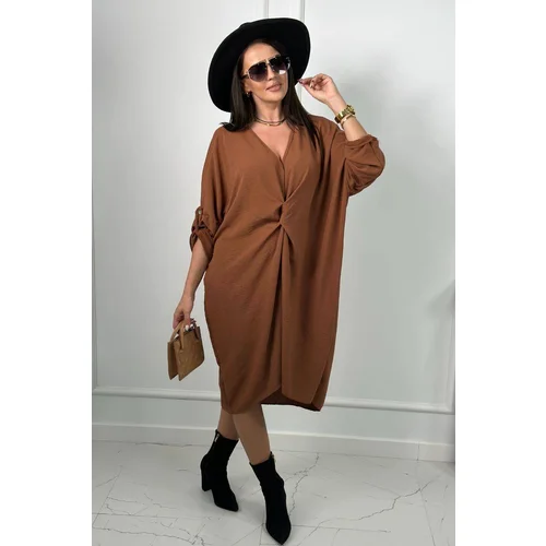 Kesi Oversize V-neck Camel dress