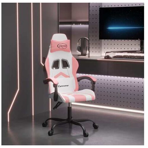 VidaXL Okretna igraća stolica bijelo-ružičasta od umjetne kože Slike