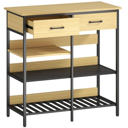 Nesta Komoda s 2 predaloma in 3 odprtimi policami, naravni les, 90x40x91 cm, za kuhinjo in dnevno sobo, (5000494037) Cene