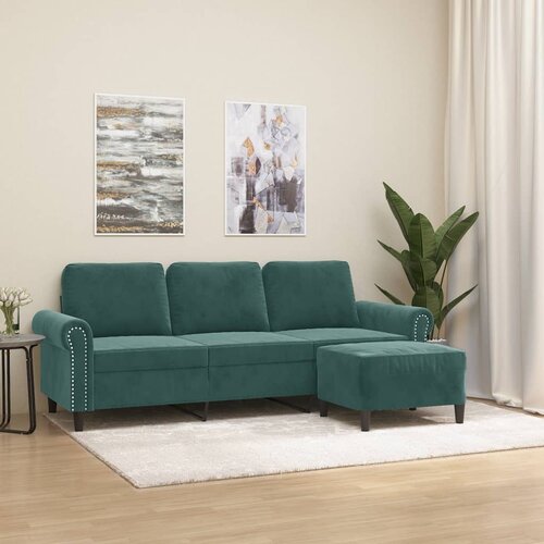  The Living Store Trosed s stolčkom za noge temno zelen 180 cm žamet - Trosed S Stolčkom Za Noge, (21456487) Cene