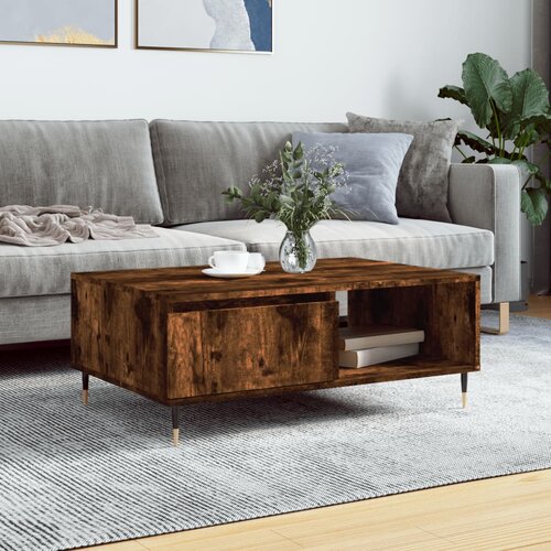 vidaXL Klubska mizica dimljeni hrast 90x60x35 cm inženirski les Cene
