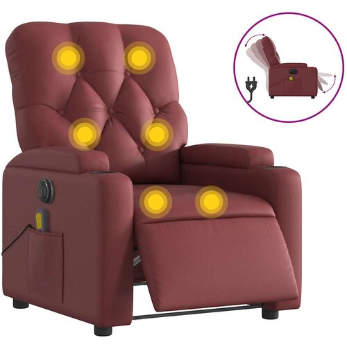 Maison Chic Električni masažni naslanjač - Relax naslanjač vinsko rdeče umetno usnje, (22134702) Cene