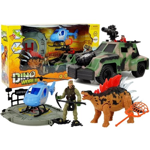 Lean_Toys Komplet figuric iz sveta dinozavrov, vozilo, helikopter, zvok pristajalne ploščadi Cene