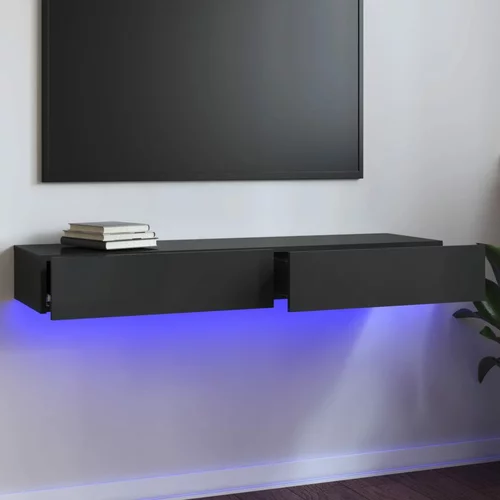 vidaXL TV omarica z LED lučkami visok sijaj siva 120x35x15,5 cm