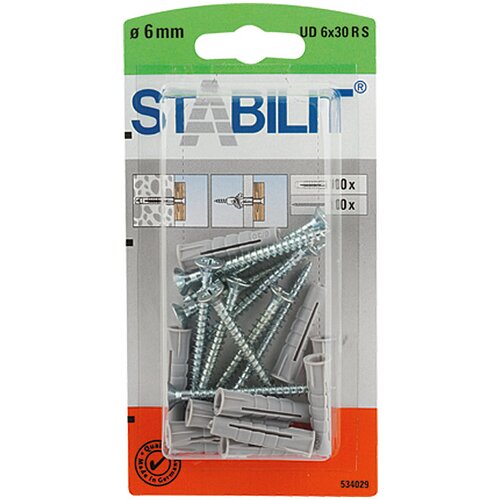 STABILIT set vijaka i tipli (Promjer tiple: 6 mm, Duljina tiple: 30 mm, 10 Kom., S vijcima) Slike