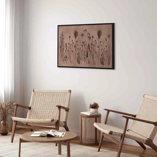  Slika - Wildflowers – black plants on lime-wash background 90x60 Cene