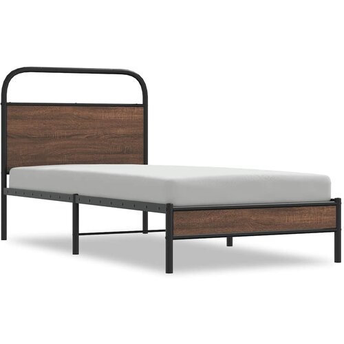 Maison Chic Posteljni okvir - Enojna postelja - Postelja za odrasle brez vzmetnice 100x200 cm rjav hrast inž. les-J6483, (21769371) Slike