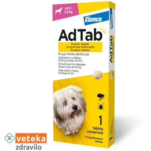 AdTab tableta proti zajedalcem za pse, 2.5-5.5kg/112,5mg Cene