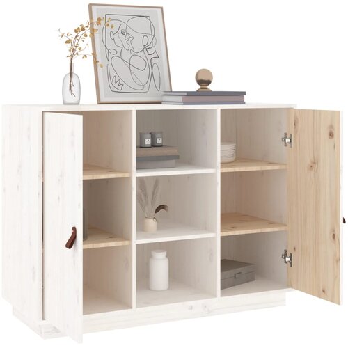  Komoda bijela 100 x 40 x 75 cm od masivne borovine Slike