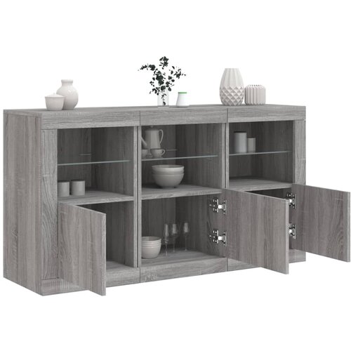 The Living Store Komoda z LED lučkami siva sonoma 123x37x67 cm - Komoda, (21661261) Cene