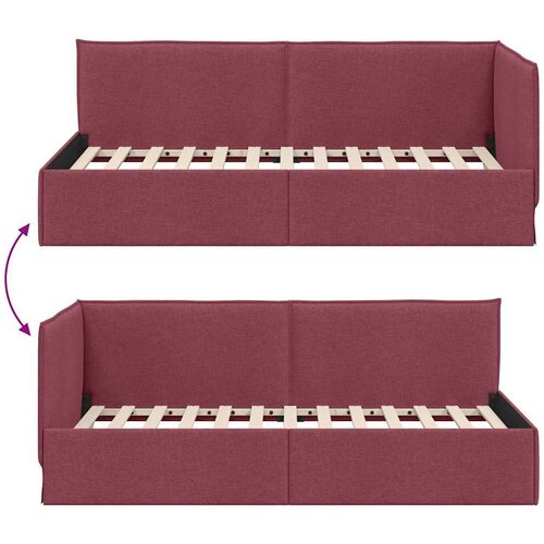 VidaXL Kutni okvir kreveta boja crnog vina 90 x 200 cm tkanina Slike