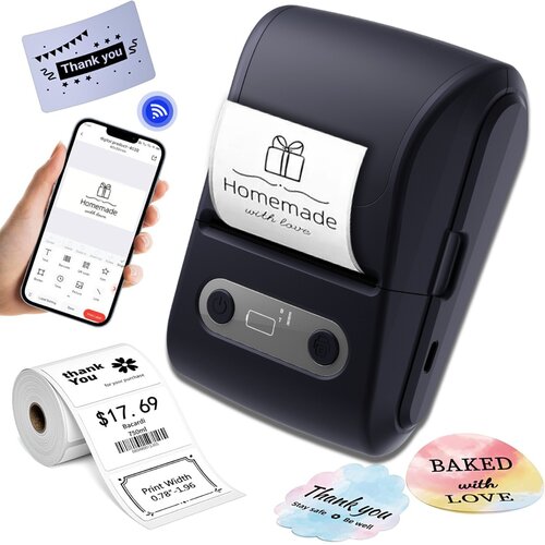 INF Termični Bluetooth tiskalnik etiket Type-C, 6 zvitkov, 203DPI Black, (5000446622) Slike