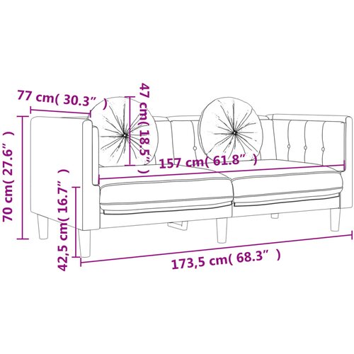  2-dijelni set sofa s jastucima tamnosivi bar&amp;scaron;unasti Slike