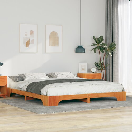 vidaXL Posteljni okvir Rjava 200 x 220 cm Trdna borovina Cene