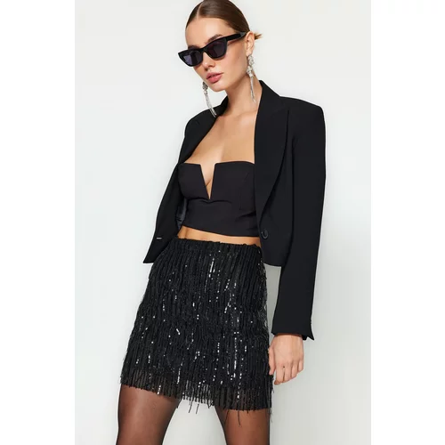 Trendyol Black Fitted Shine Sequin Skirt Skirt