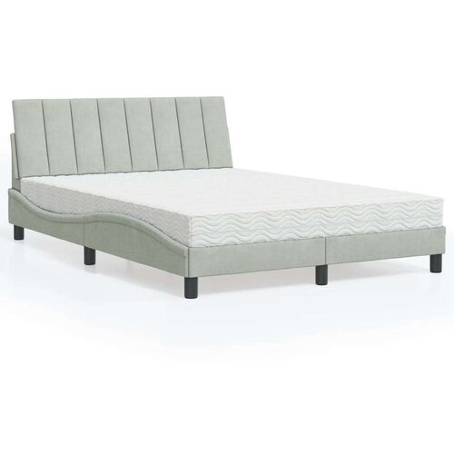VidaXL Krevet s madracem svjetlosivi 140x200 cm bar&amp;scaron;unasti Slike