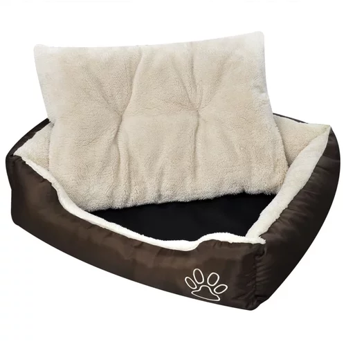 vidaXL Topla pasja postelja s podlozeno blazino L