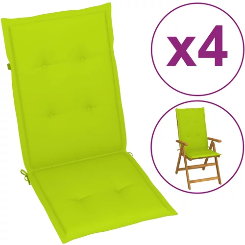 vidaXL Blazine za vrtne stole 4 kosi svetlo zelene 120x50x3 cm