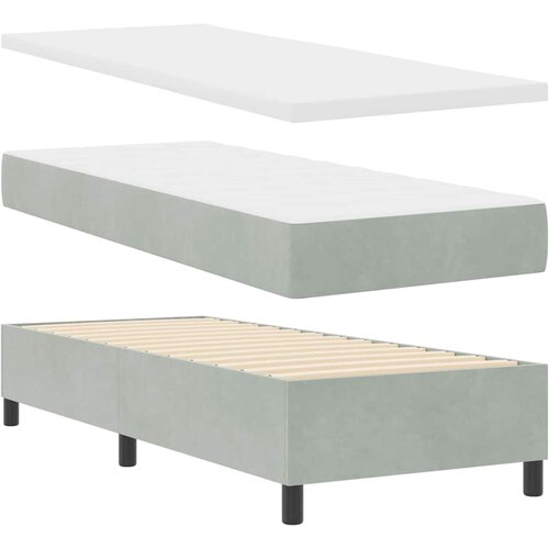  LED Box Spring Krevet Svijetlo siva 80 x 200 cm tkanina Slike