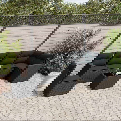 vidaXL 7-dijelni set vrtnih sofa od poliratana s jastucima crni Cijene