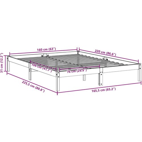 VidaXL Dugi okvir kreveta bez madraca 160 x 220 cm od borovine Slike