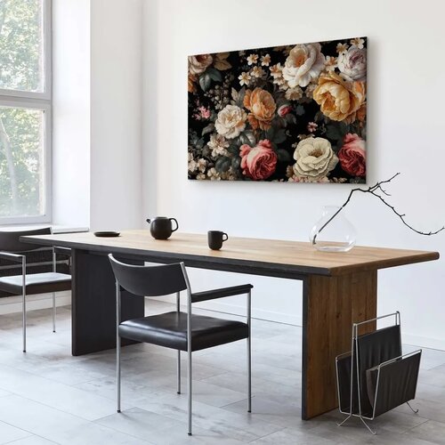  Slika - Colourful flowers on a black background 120x80 Cene