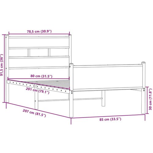 VidaXL Okvir kreveta bez madraca boja hrasta sonome 80 x 200 cm drveni Slike
