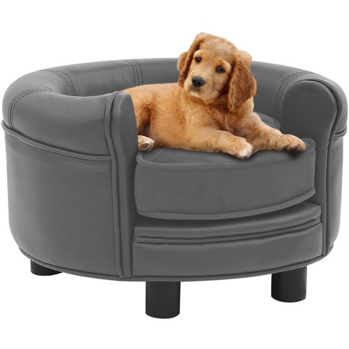 VidaXL Sofa za pse siva 48 x 48 x 32 cm od pli&amp;scaron;a i umjetne kože Slike
