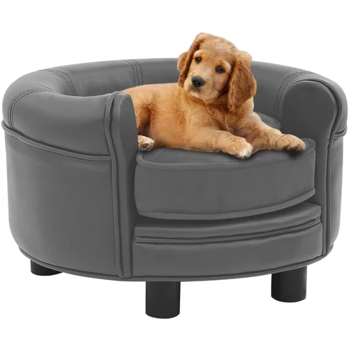 vidaXL Sofa za pse siva 48 x 48 x 32 cm od pliša i umjetne kože
